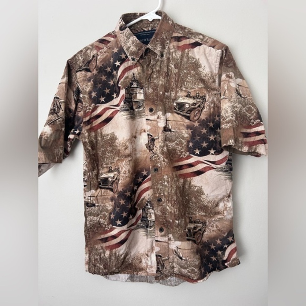 Men's American Flag and‎ Jeep Print Casual Shirt